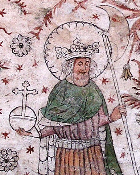 A depiction of St. Olaf from the medieval Swedish Överselö church.